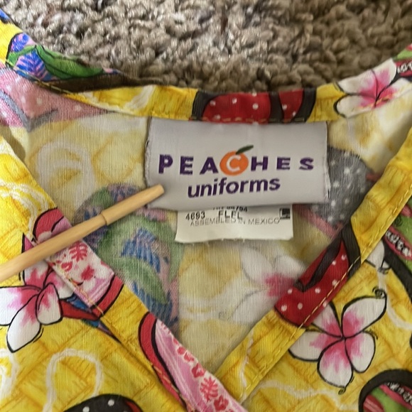Peaches Uniforms Tops Peaches Scrubs Uniform Large Floral Flipflops